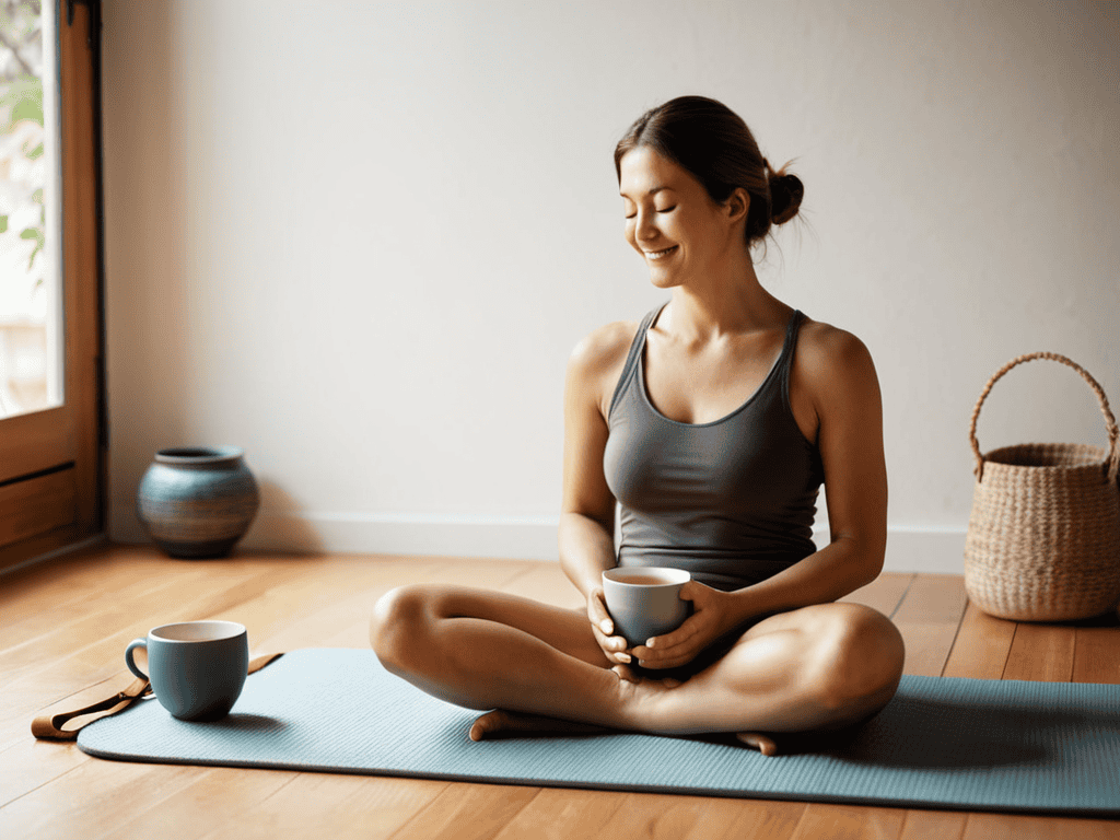Sipping Serenity in yoga pose