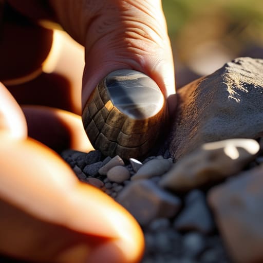 Lithic Reduction Conchoidal Fracture on ancient stone.